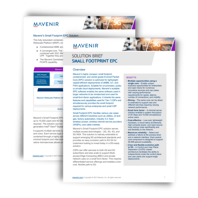 Small Footprint Evolved Packet Core (EPC)