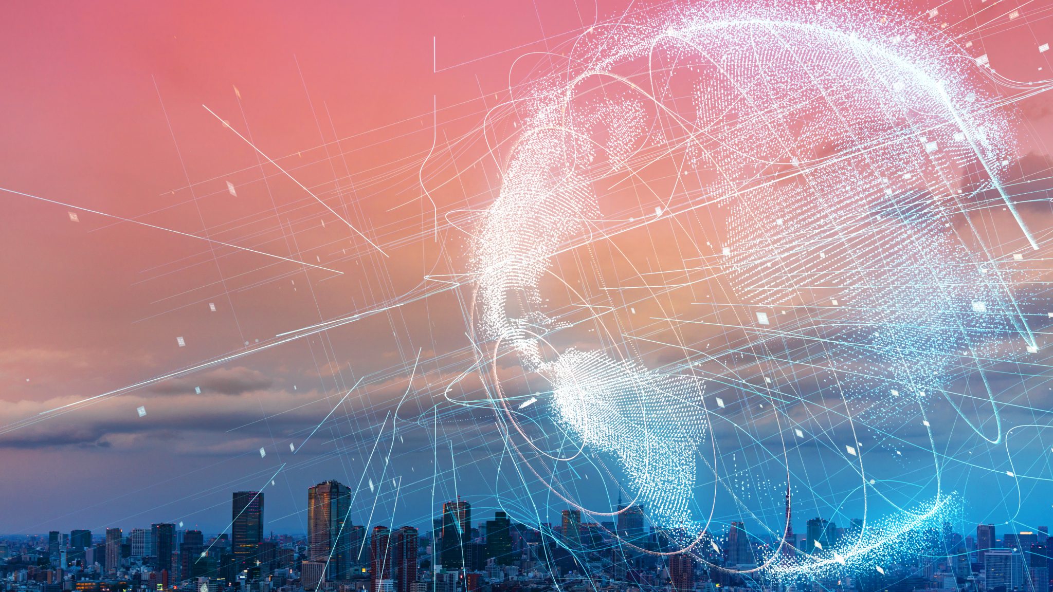 Global communication network concept. Smart city. Internet of Things.