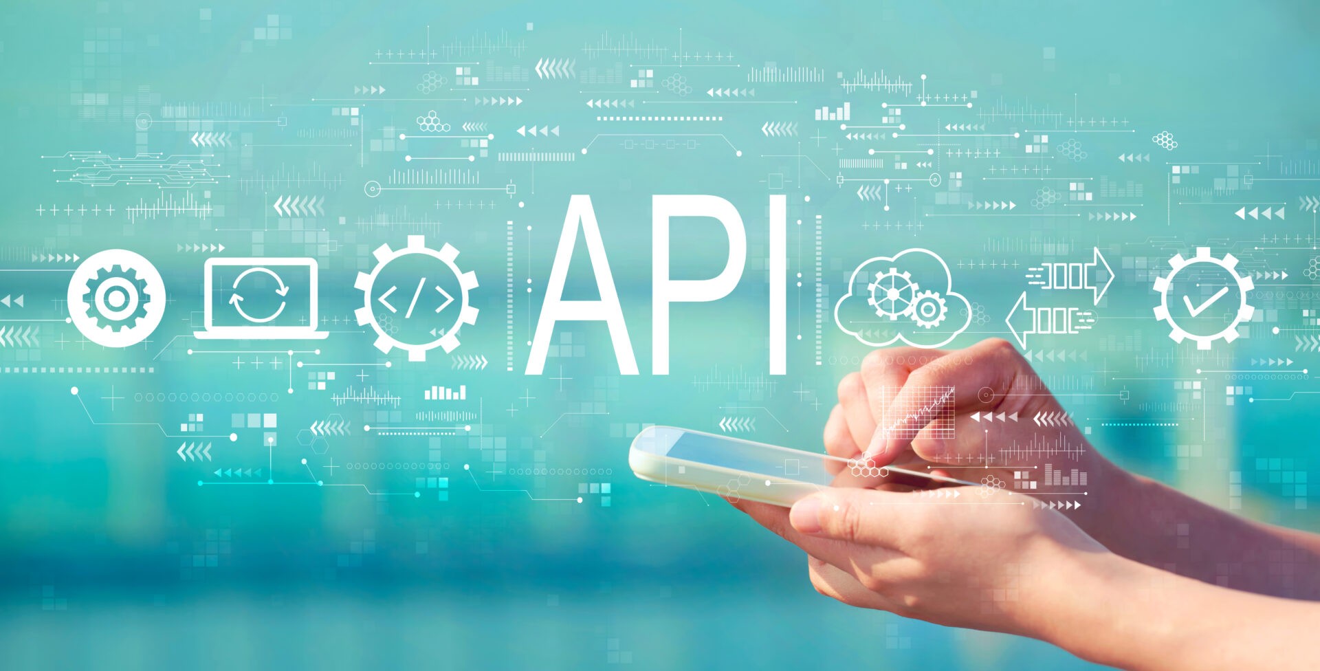 API - application programming interface concept with smartphone